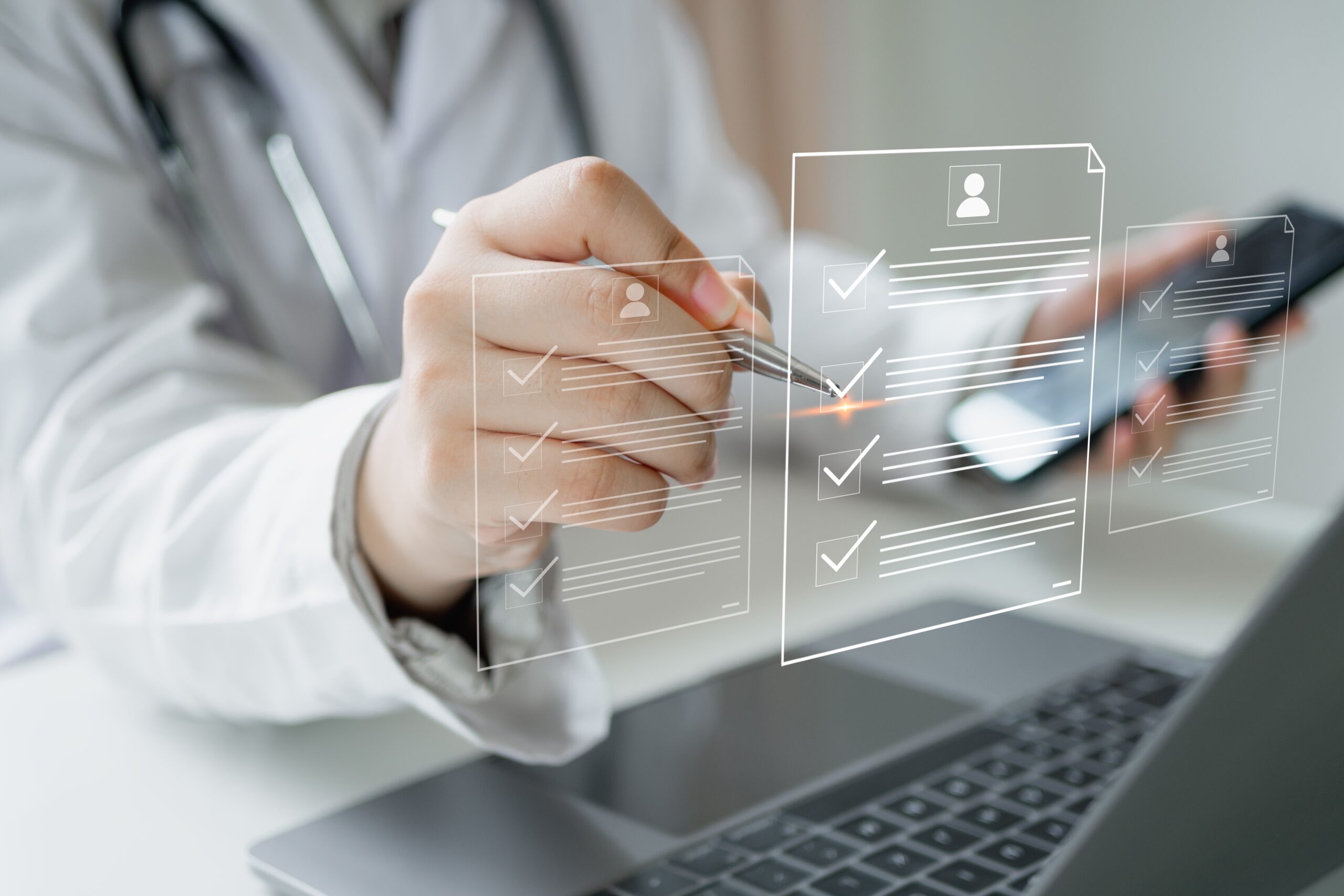 Medicine,Doctor,Use,Laptop,To,Review,Patient,Medical,Records,On